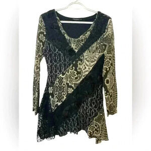 Dor Dor Long Sleeve, Fully Lined,  Cowl Neck, patchwork Dress